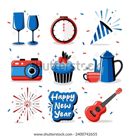 New Year Party Vector Elements Illustration