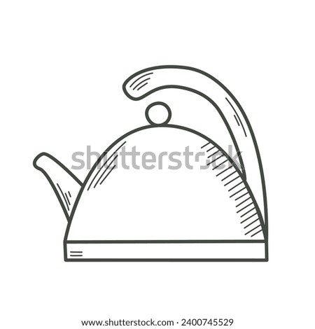 Teapot simple doodle sketch style clip art. Home kettle for making hot tea, coffee, cocoa. Hand drawn ink utensil item. isolated vector illustration