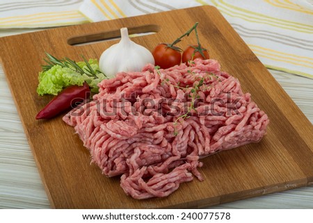 Minced meat - ready for cooking with herbs