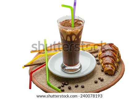 Mocha coffee with chocolate and powder