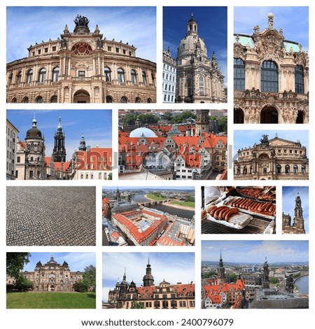 Dresden, Germany postcard - travel place landmark photo collage. Royalty-Free Stock Photo #2400796079