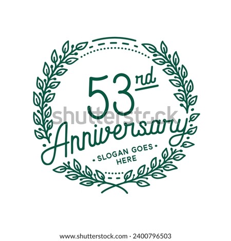 53 years anniversary logo collection. 53rd years anniversary celebration hand drawn logotype. Vector and illustration