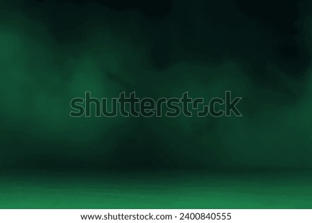 green concrete marble stone floor with smoke float use as background for advertising. abstract dark green background, smoke, smog. empty dark scene, neon light, spotlights. concrete floor.