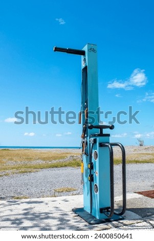 Bicycle repair station. Italy, Calabria, ideal for a holiday.