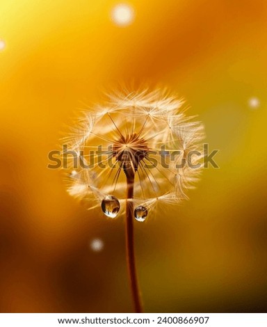 Flying dandelion seeds, sunrise picture 