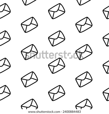 Hand drawn postal envelope seamless pattern. Doodle outline pattern with postal envelope. Scribble postal envelope wrapper, wallpaper for office design, textiles, decoration, business. Coloring page