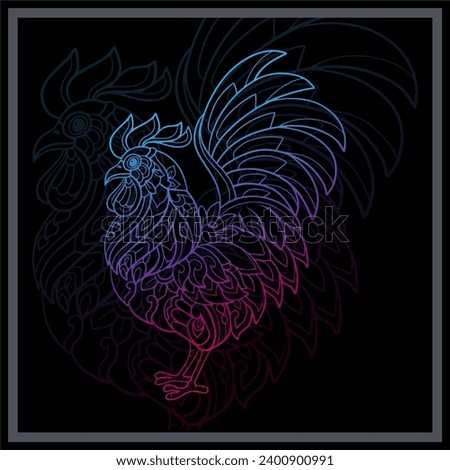 Illustration of Gradient Colorful Rooster mandala arts.