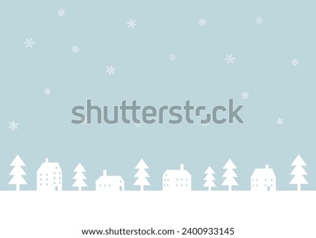 Clip art background frame illustration of snowy winter cityscape