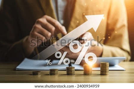 interest rates and dividends, investment returns, income, retirement Compensation fund, investment, dividend tax, Fixed Deposit, Savings Account, Stocks, Mutual Funds, economy, Bank monetary policy Royalty-Free Stock Photo #2400934959