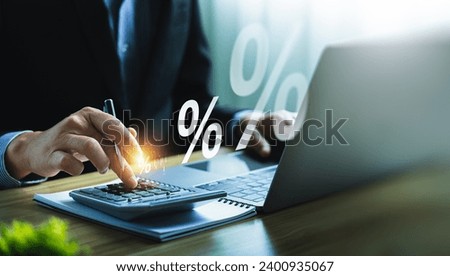 interest rates and dividends, investment returns, income, retirement Compensation fund, investment, dividend tax, Fixed Deposit, Savings Account, Stocks, Mutual Funds, economy, Bank monetary policy Royalty-Free Stock Photo #2400935067