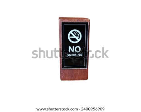 No smoking sign white text on black background isolated on white background with clipping path.