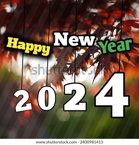 Hanging happy new year photo. Hanging pictures of 2024. happy new year