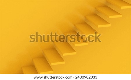 Yellow floating staircases with yellow wall background