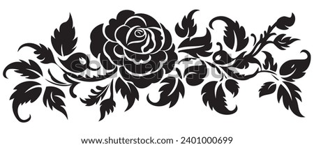 Trendy Vector Design: Beautiful rose Black and White Floral Silhouette for Modern Projects