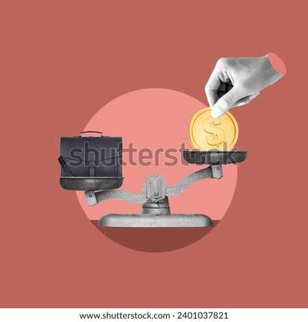 Businessman, money on the scale, hand with money, work portfolio, scale, how much does the job cost, equal pay, fair pay, Scale, Salaries, Balance, Money, Scale, Finance, Debt, Permanent worker, Budge