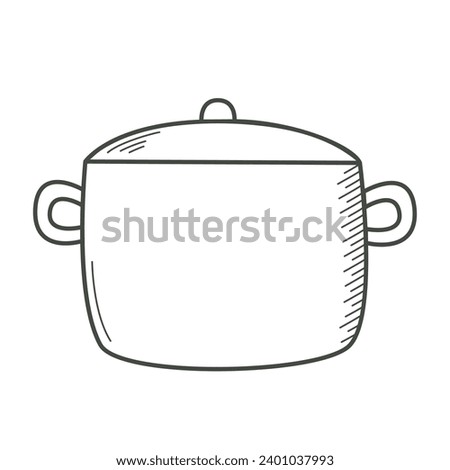Kitchen pan doodle sketch style clip art