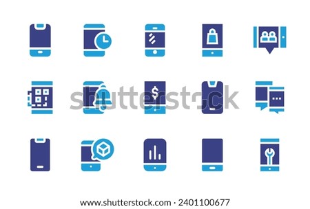 Smartphone icon set. Duotone color. Vector illustration. Containing smartphone, mobile app, iphone, phone, metric.
