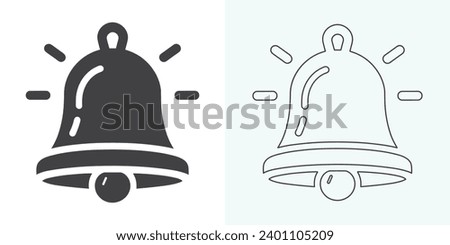 Christmas Bell Icon . Christmas Bell Icon. Notification bell icon for incoming inbox message. Vector ringing bell and notification number sign for alarm clock and smartphone application alert
