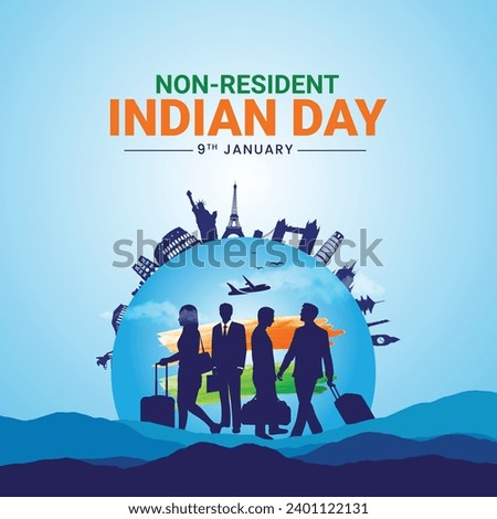 Non-Resident Indian Day Design for Banner, Poster, Web, Social Media - Pravasi Bharatiya Divas - Meaning Non-Resident Indian Day. Editable illustration design for NRI We are proud of our NRI, Jai Hind Royalty-Free Stock Photo #2401122131