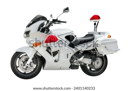 Japanese police motorcycle on a white background