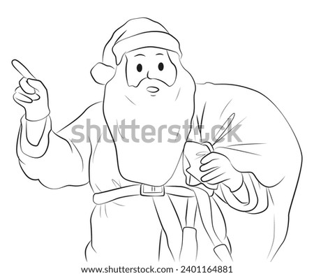 santa claus carrying bag pointing new year christmas holiday pose character cartoon illustration