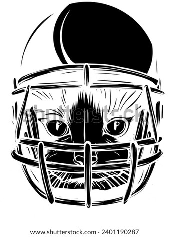 cat with helmet american footbal player cute cat playing american football vector