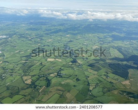 View of Ireland’s green fields from above