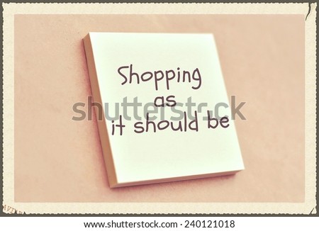 Text shopping as it should be on the short note texture background