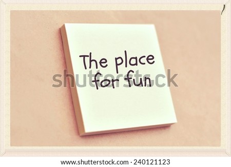 Text the place for fun on the short note texture background