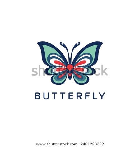 butterfly logo on white background. Vector illustration for tshirt, website, print, clip art and poster