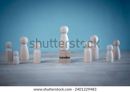 leadership human resources motivation to success, wood doll conception, success leader in performance opportunity  recruitment in vision of business team, growth by knowledge to professional position Royalty-Free Stock Photo #2401229483