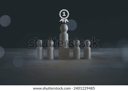 leadership human resources motivation to success, wood doll conception, success leader in performance opportunity  recruitment in vision of business team, growth by knowledge to professional position Royalty-Free Stock Photo #2401229485