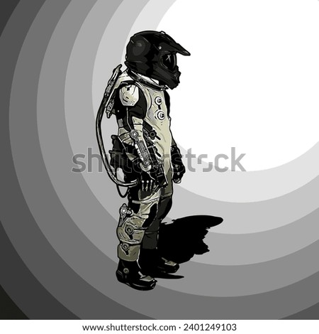 astronaut and motorbike helmet vector template