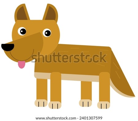 cartoon australian scene with animal dingo on white background illustration for kids