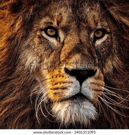Lion front face closeup picture 