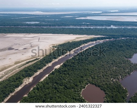 Beautiful aerial view to Negro River and Anavilhanas Archipelago, Amazonas State, Brazil