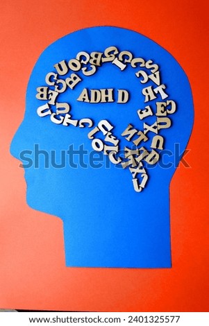 Diagram representing the human brain and ADHD using wooden panels.