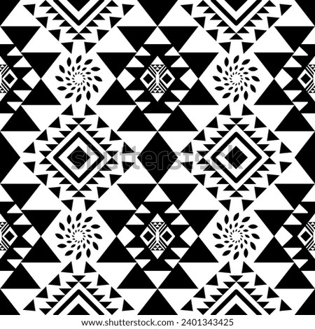  Ethnic navajo seamless pattern native american tribal motif design black and white 