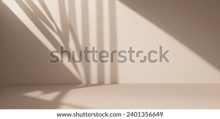 Floor with beige Stucco Wall Texture Background with Light Beam and Shadow, Product Presentation Backdrop, Display, and Mock up.