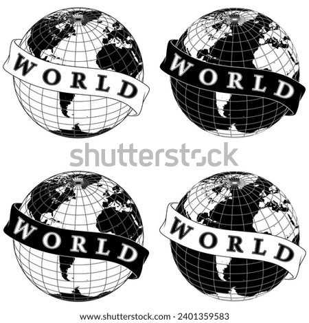 Vector design of planet earth surrounded with ribbon, earth sphere design