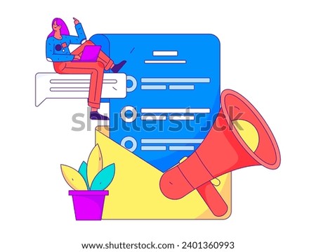 Invite friends to conduct questionnaire flat vector concept operation hand drawn illustration
 Royalty-Free Stock Photo #2401360993