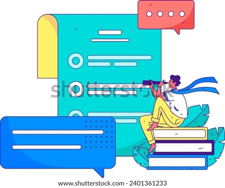 Invite friends to conduct questionnaire flat vector concept operation hand drawn illustration
 Royalty-Free Stock Photo #2401361233