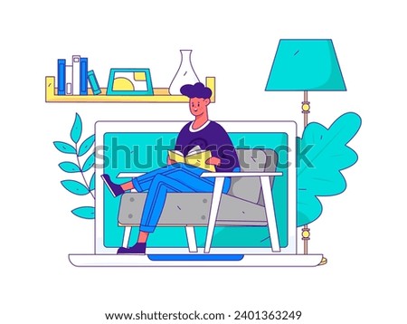 Character reading quietly vector concept operation hand drawn illustration
