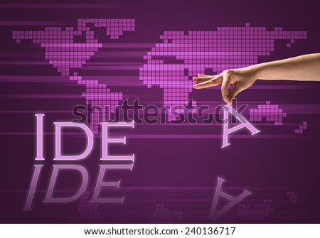 Close up of businessman hand picking character of work