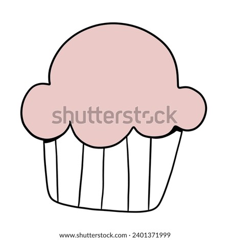 Doodle icon of cartoon cupcake, muffin