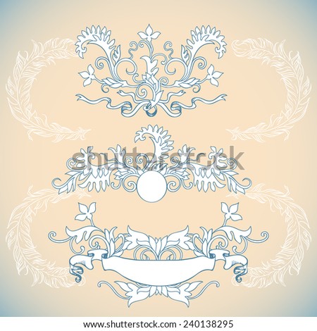 Vintage stylized baroque design elements. Can be used for cards, invitations, fabrics, wallpapers, scrap-booking, ornamental template for design and decoration, etc