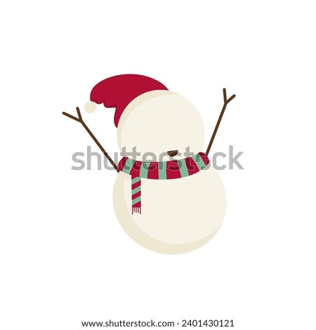 Snowman with a scarf isolated on white background