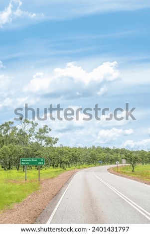 A road sign for Darwin and Adelaide River on the Stuart Highway in Australia's Northern Territory