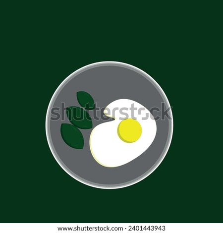 scrambled eggs with spinach on green background