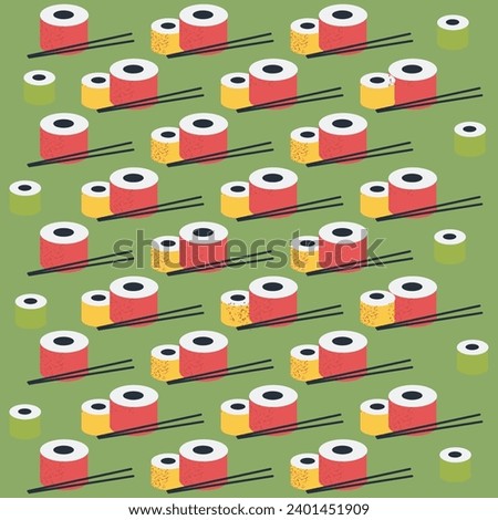 sushi pattern with green background